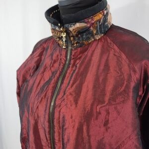 Vintage 90s CS Classics Women's Maroon Tapestry Windbreaker Coat One Size